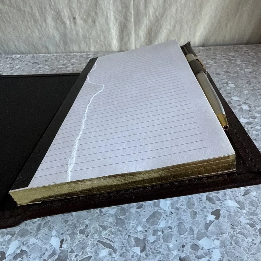 Vintage Notepad Portfolio 9.75” X 5” With Meta on On Top Cover 1989’s